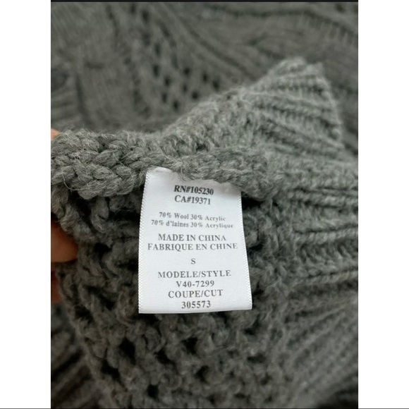 Joie Sz S Wool Acrylic Gray Open Cable Knit Cardigan Chunky Sweater Womens - Picture 6 of 6